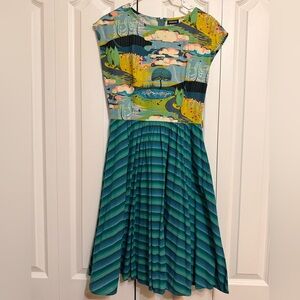 Retrolicious Multicolor Scenic Print Dress